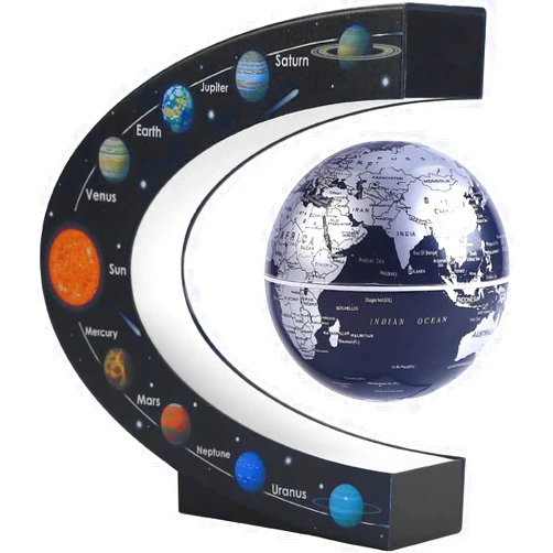WOWESOTICA Floating globe, Magnetic Levitating Geographic Globes with LED Lights, Desk Spinning Rotating Globes for Kids, Men and Family (Black))
