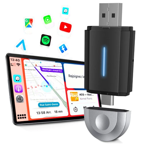 Funomo Android Auto Wireless Adapter for Car, Funomo Wireless Android Auto Adapter Plug & Play, Double Ports USB Type C Wireless Android Auto Car Adapter for Android Phone 11+, Not for Apple Carplay