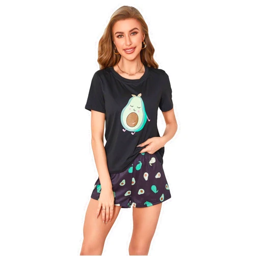SOLY HUX Women's Letter Print Short Sleeve Sleepwear Tee & Shorts Cute Pajama Set