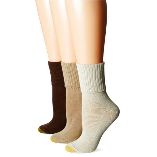 GOLDTOE Women's Bermuda Turncuff Socks 3 Pack