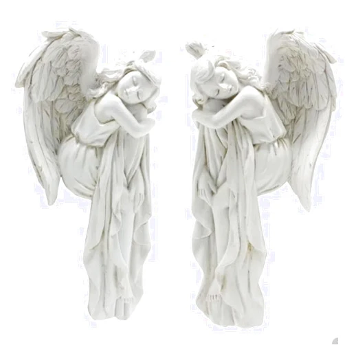 Zaoalife 2 Pcs Angel Wing Sculpture, Door Frame Angel Decor Statues Ornaments, Angel Sculpture Left or Right Door Corner Angel Decor, Wall Sculpture Crafts