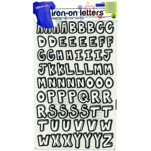 Dritz 15360 Iron-on Letters, Soft Flock, Handscript, 1-Inch, Black & White (1-Sheet)