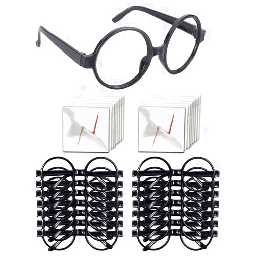 YoHold Wizard Glasses with No Lenses,Lightning Bolt Tattoo for Kid Birthday, Halloween,St Patrick's Day,Cosplay Costume Party