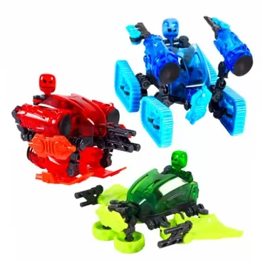 Zing Klikbot Megabots – Pack of Three – Green, Blue and Red - Toy Figures with Unique Accessories – for Kids 8 Plus