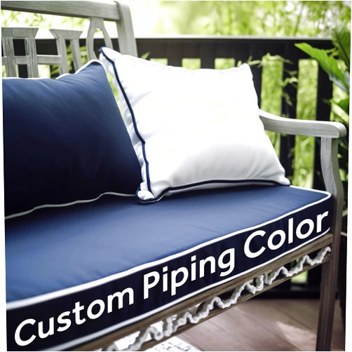SINUOLIN Custom Size Bench Cushion Pads for Indoor Outdoor Furniture Window Seat Sofa Couch Swing 70D High-Resilience Foam with Optional Fabric Embroidery Contrasting Colors Piping