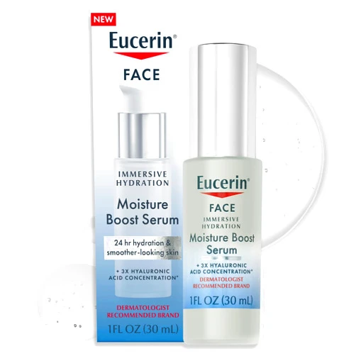 Eucerin Face Immersive Hydration Moisture Boost Face Serum, Ultra-Lightweight Hyaluronic Acid Serum Smooths Fine Lines and Wrinkles, 1 Fl Oz Bottle