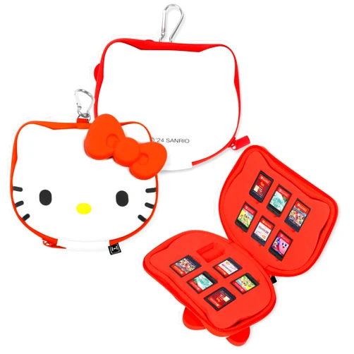 Hamee Hello Kitty Cartridge Case Compatible with Nintendo Switch Games – Portable Carrying Zip Case Storage Holder with 12 Slots, Holds 12-36 Games [Carabiner Included]