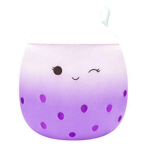 Squishmallows Original 12-Inch Poplina Purple Boba Tea With Blue Straw - Official Jazwares Plush