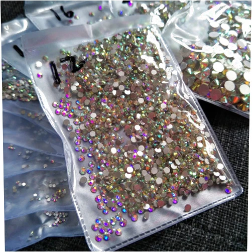 Queenme 2880pcs SS12 3mm Nail Crystals AB Nail Art Rhinestones Round Flatback Glass Gems Stones Beads for Nails Decoration Crafts Eye Makeup Clothes Shoes Vases (2880pcs SS12)