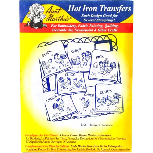 Aunt Martha's Barnyard Romance Hot Iron Embroidery Transfer