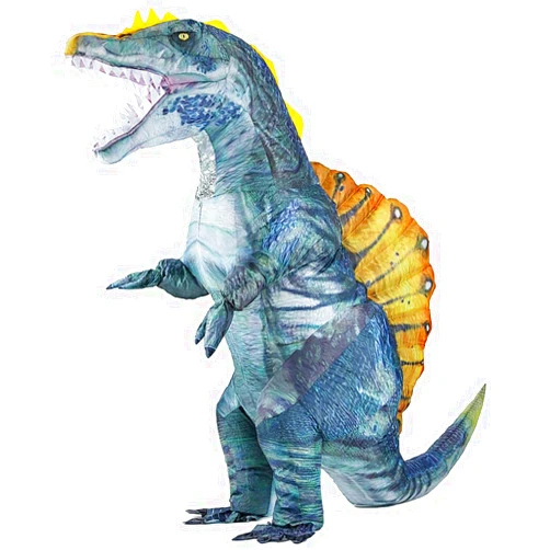 MXoSUM Inflatable Dinosaur Costume for Adult Blow-up Spinosaurus Costume Funny Dino Halloween Costume Outfit for Women/Men