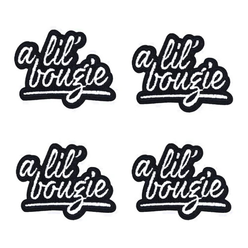XIHIRCD 4 pcs A Lil' Bougie Iron Patches, Classic Black and White Letters Funny Iron on Patches Embroidered Adult Humor Patch for Clothes Jeans Jackets Bags Hats