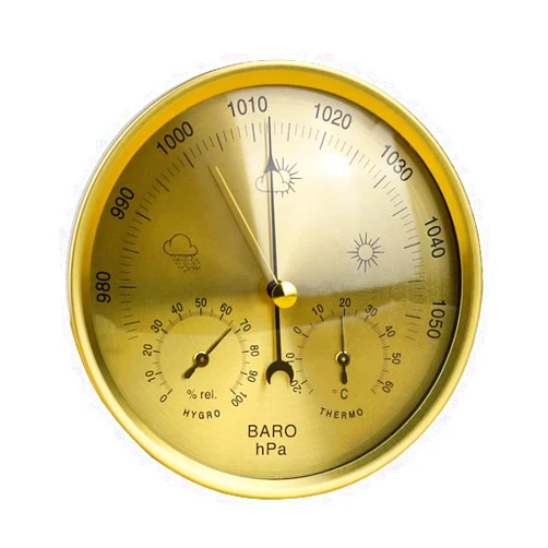 BEIYINAI Metal 3 in 1 Barometer for Indoor and Outdoor Use Barometer Thermometer Hygrometer with Stainless Steel Frame Round Temperature Measurement Gauge Temperature Measurement Gauge