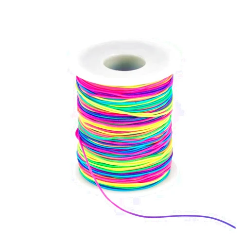 Phinicco Elastic Beading Cords 100m Elastic String for Bracelets Rainbow 1mm Elastic Cord Pony Beads Crafts Pony Beading Thread Stretch String Craft Cord Pony Bead String for Jewelry Making