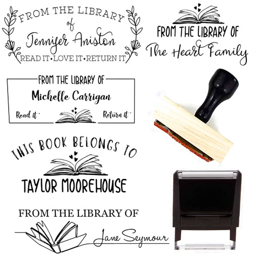 Pickled Stamps from The Library of Book Stamp This Belongs to Personalized Self-Inking or Wood Handle Custom Classroom Library Teacher Customized Name from The Ex-Libris of 7/8