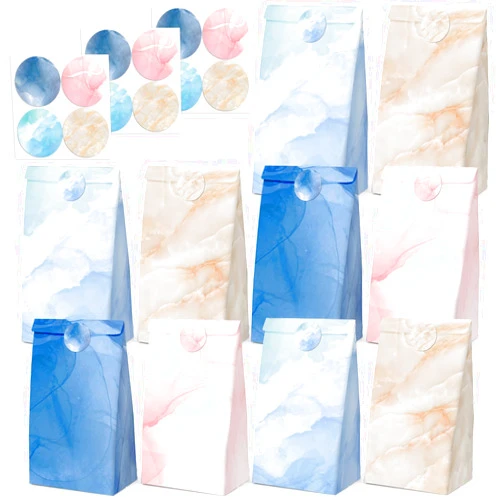 Shindel 36PCS Party Favor Bags, Treat Bags For Kids Birthday, Colorful Marbleized Goodie Bags, 4.7