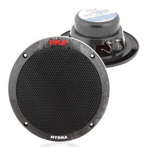 Pyle 6.5 Inch Dual Marine Speakers - 2 Way Waterproof and Weather Resistant Outdoor Audio Stereo Sound System with 400 Watt Power, Polypropylene Cone and Butyl Rubber Surround-1 Pair-PLMR605W (Black)