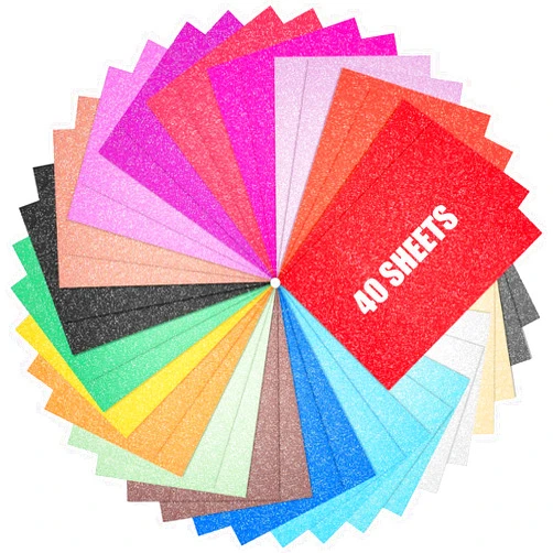 BetyBedy 40 Sheets 20 Colors Glitter Cardstock, BetyBedy Cricut Paper Cardstock, No-Shed Sparkly Glitter, A4 Glitter Paper for Arts and Crafts - Card Making, Scrapbooking, DIY Projects