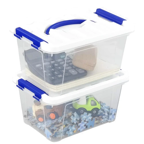 Inhouse Clear Plastic Storage Bin with Lid, Latching Tote Bin 6 Quart, 2 Packs