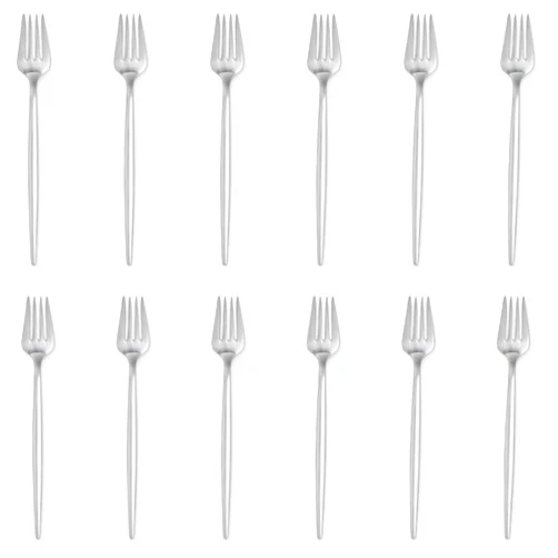 Steelite International Steelite Stainless Steel Salad Dessert Forks, Folio Stockholm, Slender Handle Silverware, Mirror Finish Modern 10/18 Flatware Utensils, Commercial Restaurant, Foodservice Use, 7.25