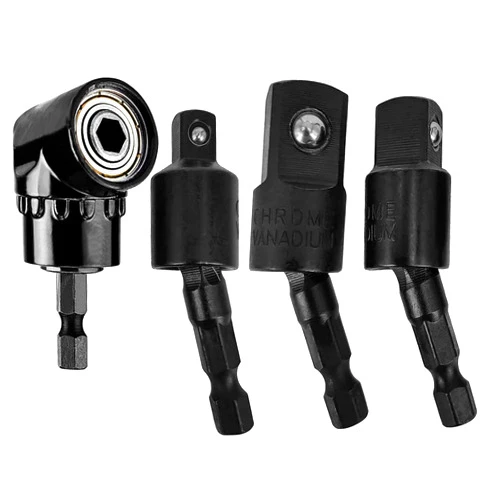AOOKAL 4 PCS Power Drill Sockets Adapter Sets, 360°Rotatable Hex Shank Impact Driver Socket Adapter (1/4