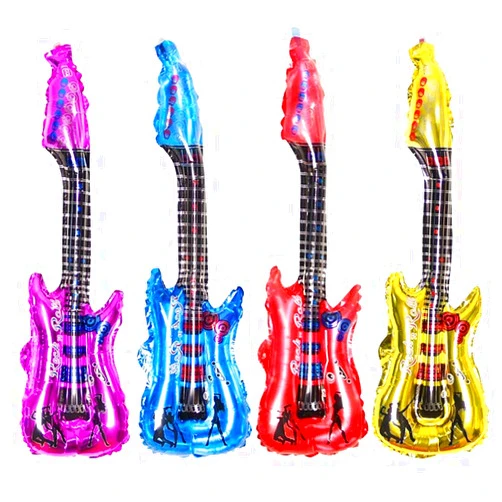 Generic 4Pcs Guitar Balloon, Aluminum Foil Inflatable Guitar Balloons, Party Rock Guitar Balloon Toy for Music Theme Birthday Wedding Party Decoration Accessories, 1031966ITDIVLO, Red