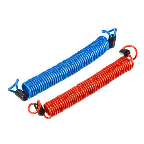 PATIKIL Security Steel Cable 2.5mm x 2.5m/8.2ft Coated Spring Luggage Lock Wire Rope with Double Loop Blue, Red 2 Pack