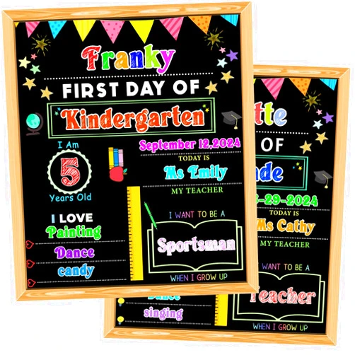 OCHIDO First Day and Last Day of School Chalkboard Sign with Solid Wooden Framed,Reusable Wooden 1st Day of Preschool/Kindergarten Photo Props,11 x 14 Inch Double Sided Back to School Sign for Kids/Girls/Boy