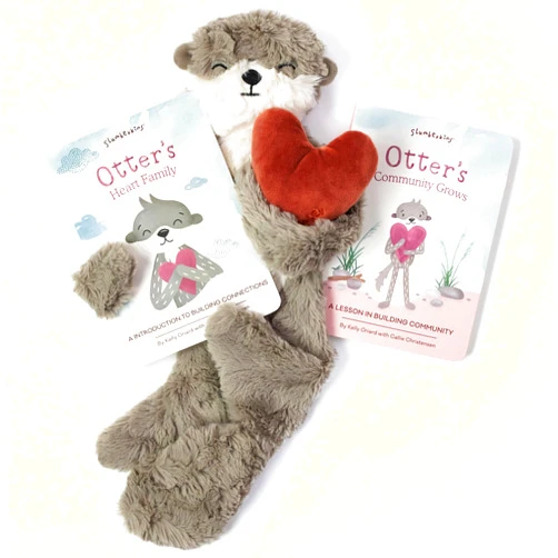 Slumberkins Otter Snuggler & 2 Board Books Complete Set Bundle | Promotes Family Bonding, Building Connections & Acceptance | Social Emotional Learning (Otter Snuggler Plush + 2 Board Books)