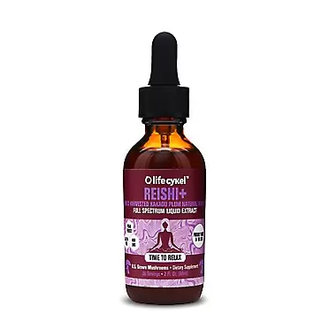 LIFE CYKEL Reishi Mushroom Extract w/Kakadu Plum- Adaptogen for Sleep Help, Relaxation Stress Anxiety Relief & Cellular Support- 100% Organic Mushrooms, Antioxidants Vitamin C, 2oz(Packaging May Vary)