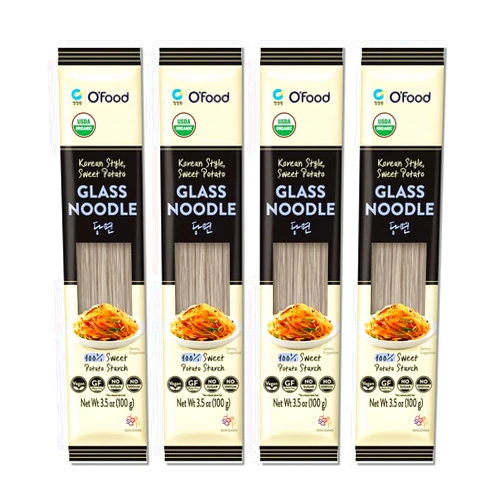 Chung Jung One Korean Sweet Potato Glass Noodle, Non GMO (Gluten Free), Vegan, No Sodium, No Sugar 3.5oz (100g), 4 PACK