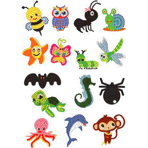 Pimio 5D DIY Diamond Art Painting Stickers Kits, 15Pcs Animal Theme Theme Diamond Art Sticker, Suit Adult Beginners.