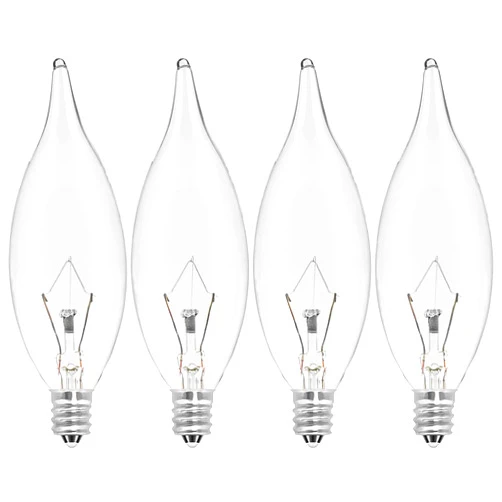 COLWATT 4-Pack E12 Candle Light Bulbs 40W Warm White 2500K, 380 Lumen Dimmable Chandelier Light Bulbs for Ceiling Fan, Pendants or Outdoor, CA10 Clear Candelabra Base Bulbs