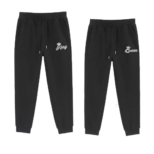Colevkie Matching King Queen Sweatpants Trousers Cotton Casual Men Women Jogger Slim Fit Pants Gym Fitness One Piece