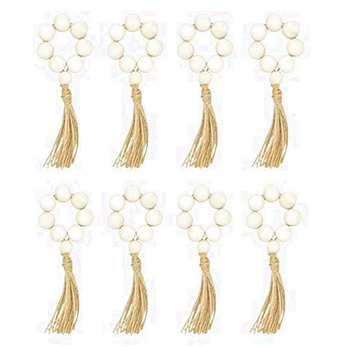 Dasertoe Hrsptudorc Acmdehk 8Pcs Handmade Natural Wooden Bead Napkin Rings Holder for Weddings Party Home Hotel Decor Table Dinner Decoration