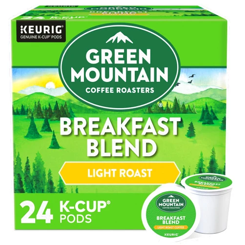 Green Mountain Coffee Roasters Breakfast Blend, Single-Serve Keurig K-Cup Pods, Light Roast Coffee, 24 Count