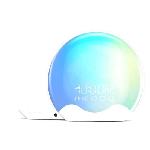 RICIAL Light Therapy Lamp, Sunlight Alarm Clock with 10,000 Lux Therapy Light, Wake Up Light with 20 Brightness & 4 Color Temperature, Dual Alarms & Snooze,11 Atmosphere Lights and Sleep Aid