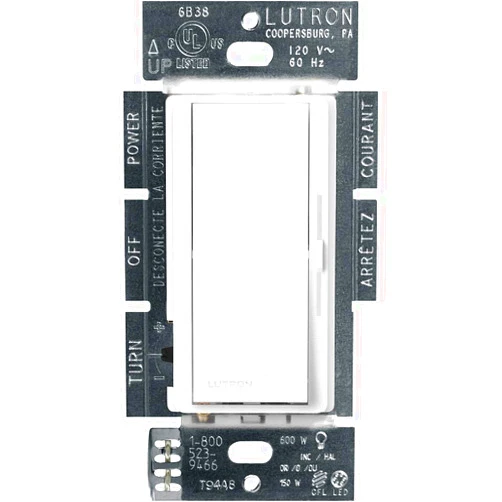 Lutron Diva LED+ Dimmer Switch for Dimmable LED, Halogen and Incandescent Bulbs, 150W/Single-Pole or 3-Way, DVSCCL-153P-SW, Snow