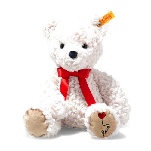 Steiff Jimmy Love Teddy Bear, Premium Plush Bear with Satin Red Bow & Embroidered Paw Pad, Adorable Thoughtful Gift for all Occasions
