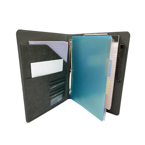 XIAOZHI Binder Portfolio Organizer with Color File Folders, Business and Interview Padfolio with 3-Ring Binder, Clipboard