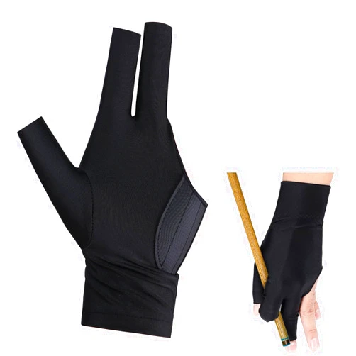 Aruicheng Pool Glove Left Hand Billiards Glove Three Finger Pool Cue Gloves Breathable Elastic Billiard Glove Billiard Accessories Sport Glove for Women or Men, Black