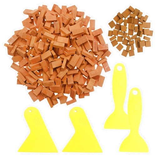Cayway 300 PCS Mini Red Wall Bricks Miniature Brick Scale Model Bricks, 2 Size Mini Bricks Model Sand Table Micro Landscape Accessories DIY Dollhouse Bricks Diorama Fairy