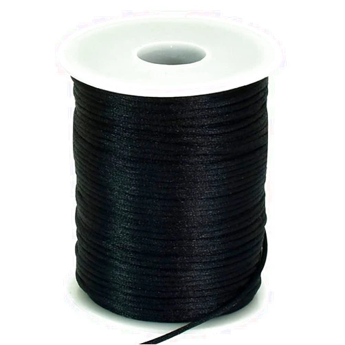 TONIFUL 2mm x 110 Yards Black Nylon Cord Satin String for Bracelet Jewelry Making Rattail Macrame Trim Cord Necklace Bulk Beading Thread Kumihimo Chinese Knot Craft