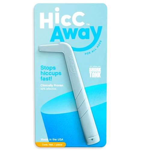 HiccAway Hiccup Straw - Stops Hiccups Naturally & Fast - As Seen On Shark Tank - Clinically Proven Relief for All Ages, Children & Adults - Safe, Lightweight, & Reusable (HiccAway BABY BLUE) 1 Pack
