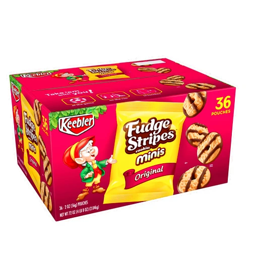 Fudge Shoppe Keebler Fudge Stripes Cookies Minis, Original, 2 Ounce (Pack of 36)