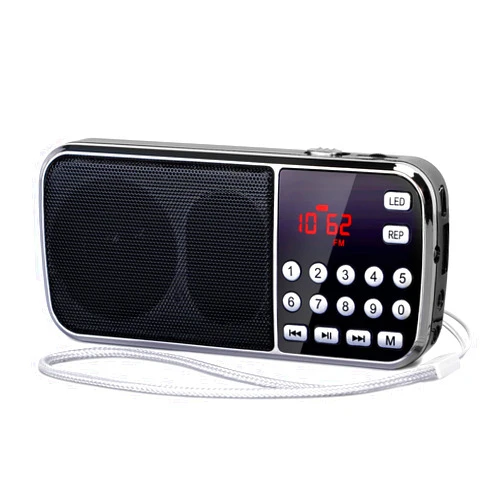 PRUNUS J-189 Bluetooth AM FM Radio, Small Portable Radio - Dual Speaker Heavy Bass, LED Flashlight, Pocket Size, TF Card USB AUX MP3 Player, Rechargeable Battery Operated Small Radio(Black)