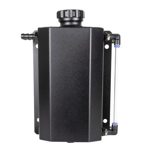 RANSOTO 2L Aluminum Coolant Radiator Overflow Tank Universal Water Expansion Tank Black Reservoir Cap