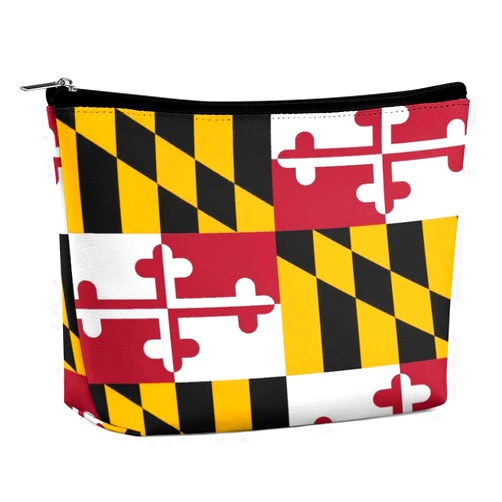 PPIKTC Women Flag Of Maryland Art Makeup Cosmetic Case Pouch Multipurpose Travel Makeup Premium Zipper Travel Bag Large Capacity for Makeup Brushes Jewelry Trip