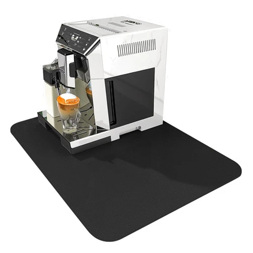 Catsandy Coffee Mat - Coffee Bar Mat for Countertops Coffee Bar Accessories Fit Under Coffee Maker Espresso Machine Absorbent Hide Stain Rubber Backed for Kitchen Counter (Black, 12