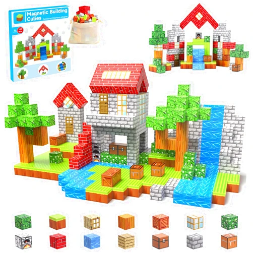 Dulsaera Magnetic Blocks-Build 110PCS Mine Magnet World Set Toys for Boys & Girls Age 6 7 8 9 10, STEM Montessori Stacking Building Toys for Toddlers Fidget Cubes Sensory Toy for Kids